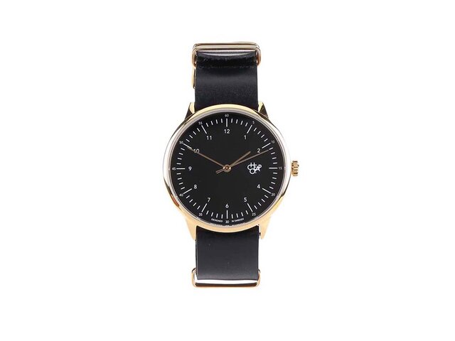 Černé unisex kožené hodinky Cheapo Harold Gold