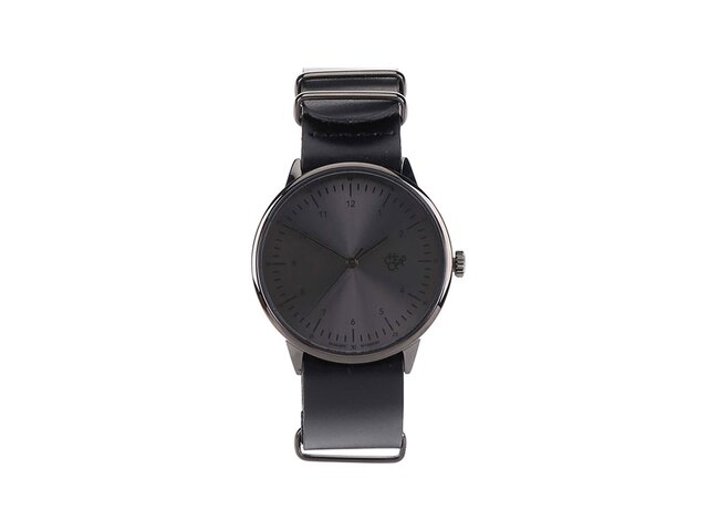 Černé unisex kožené hodinky Cheapo Harold Metal