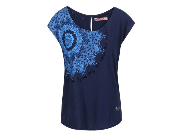 Modrý vzorovaný top Desigual Rebe