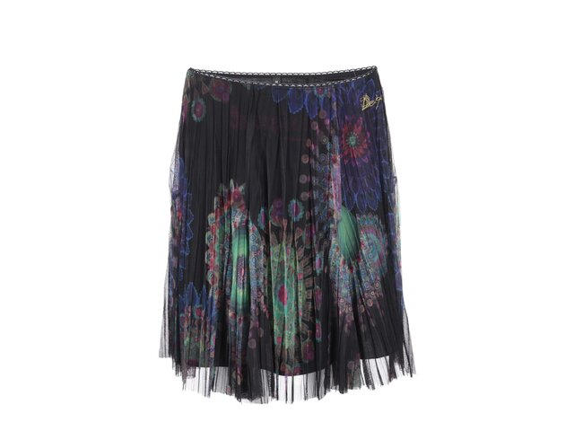 Černá sukně s barevným vzorem Desigual Lili