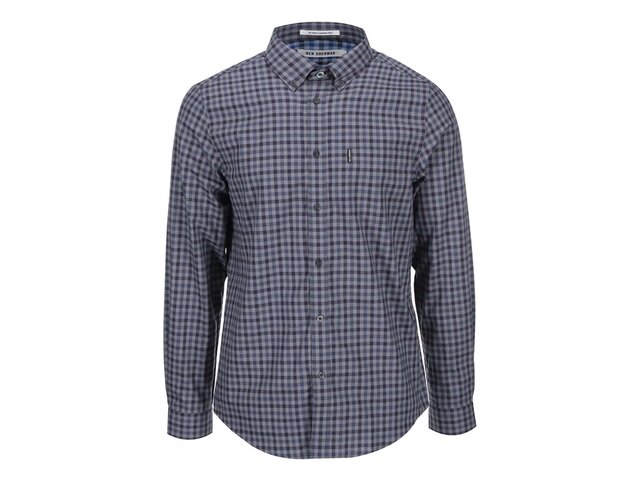 Fialovo-šedá kostkovaná košile Ben Sherman