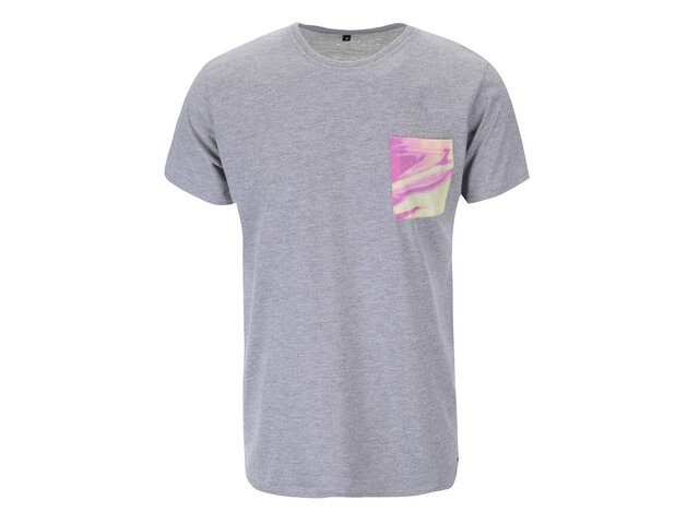 Šedé unisex triko se žlutou kapsou Grape