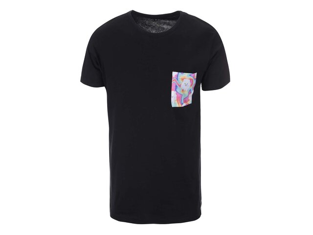 Černé unisex triko s psíkem na kapse Grape Pocket Dogs
