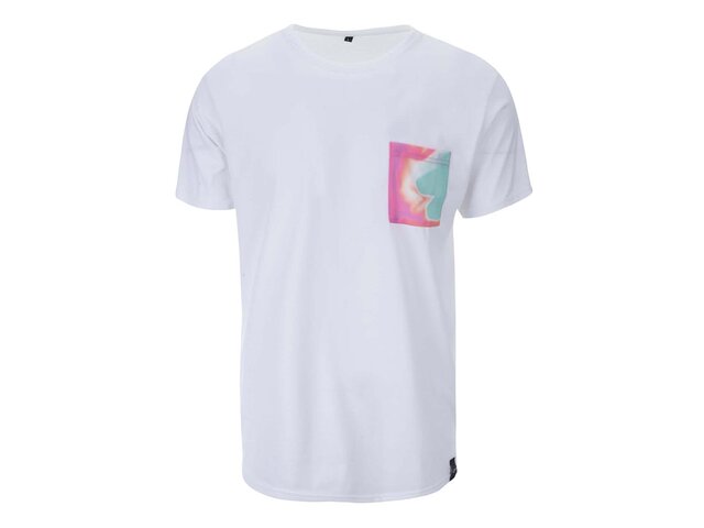 Bílé unisex triko se zelenou kapsou Grape