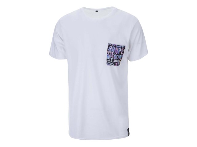 Bílé unisex triko s logem Grape Pocket