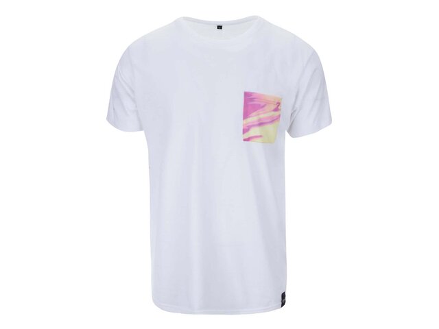 Bílé unisex triko se žlutou kapsou Grape