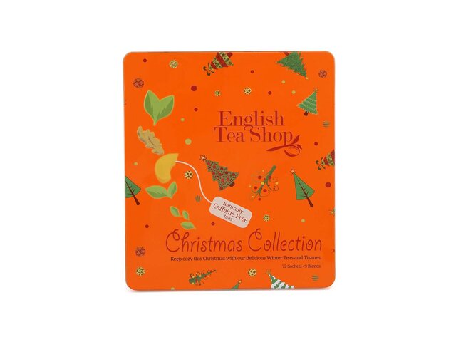 Plechová kazeta s bezkofeinovými čaji English Tea Shop Oranžové Vánoce