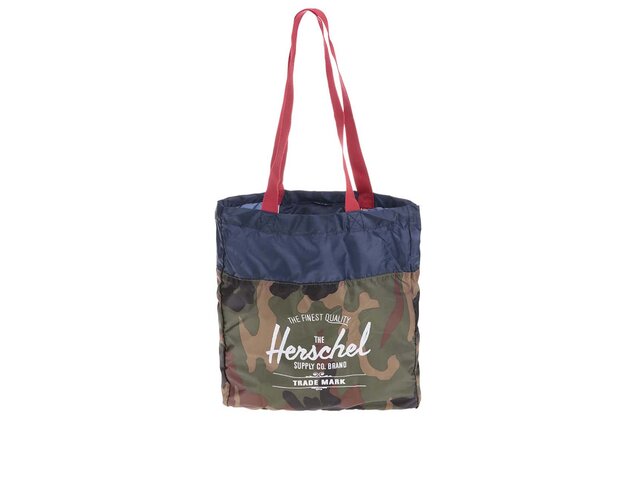 Modro-zelená maskáčová taška Herschel Packable Travel Tote