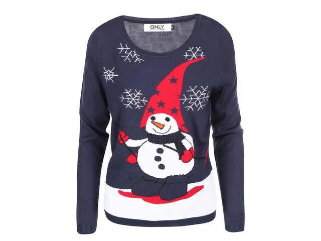 Tmavě modrý svetr se sněhulákem ONLY Snowman