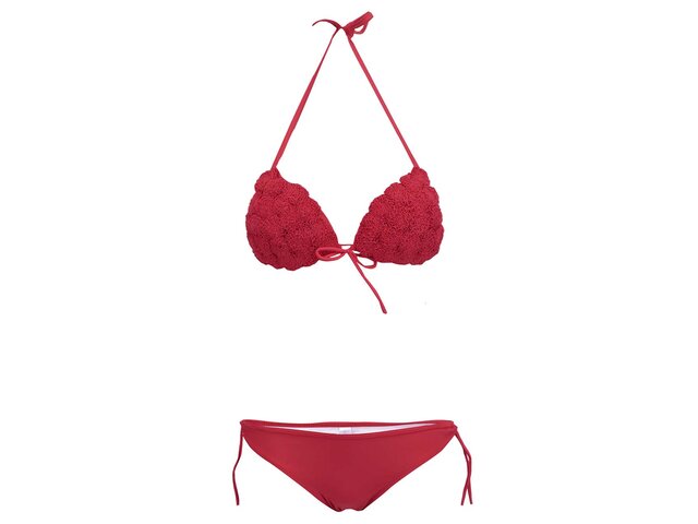 Červené dvudílné bikiny s 3D květinami Relleciga Marianne