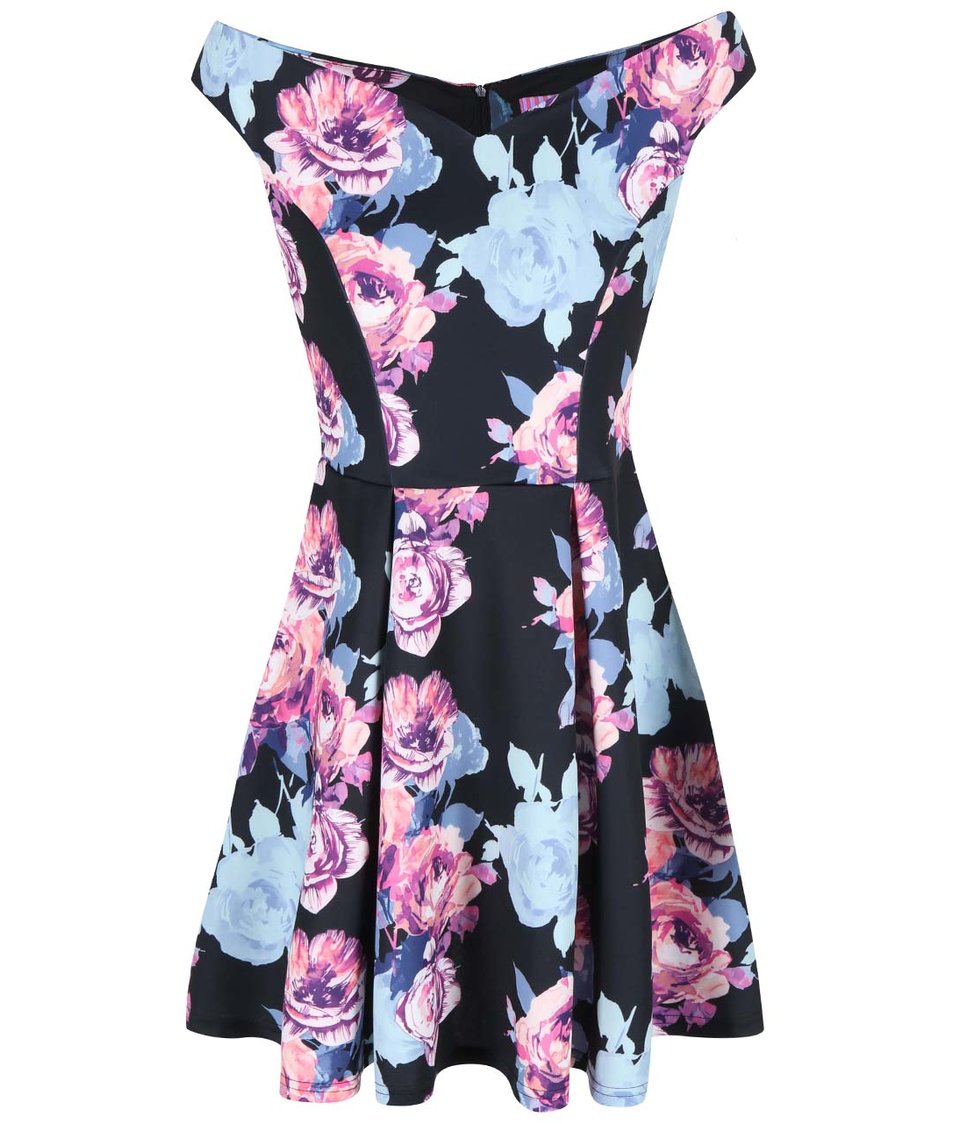 Modro-černé květinové šaty Lipstick Boutique Amelia