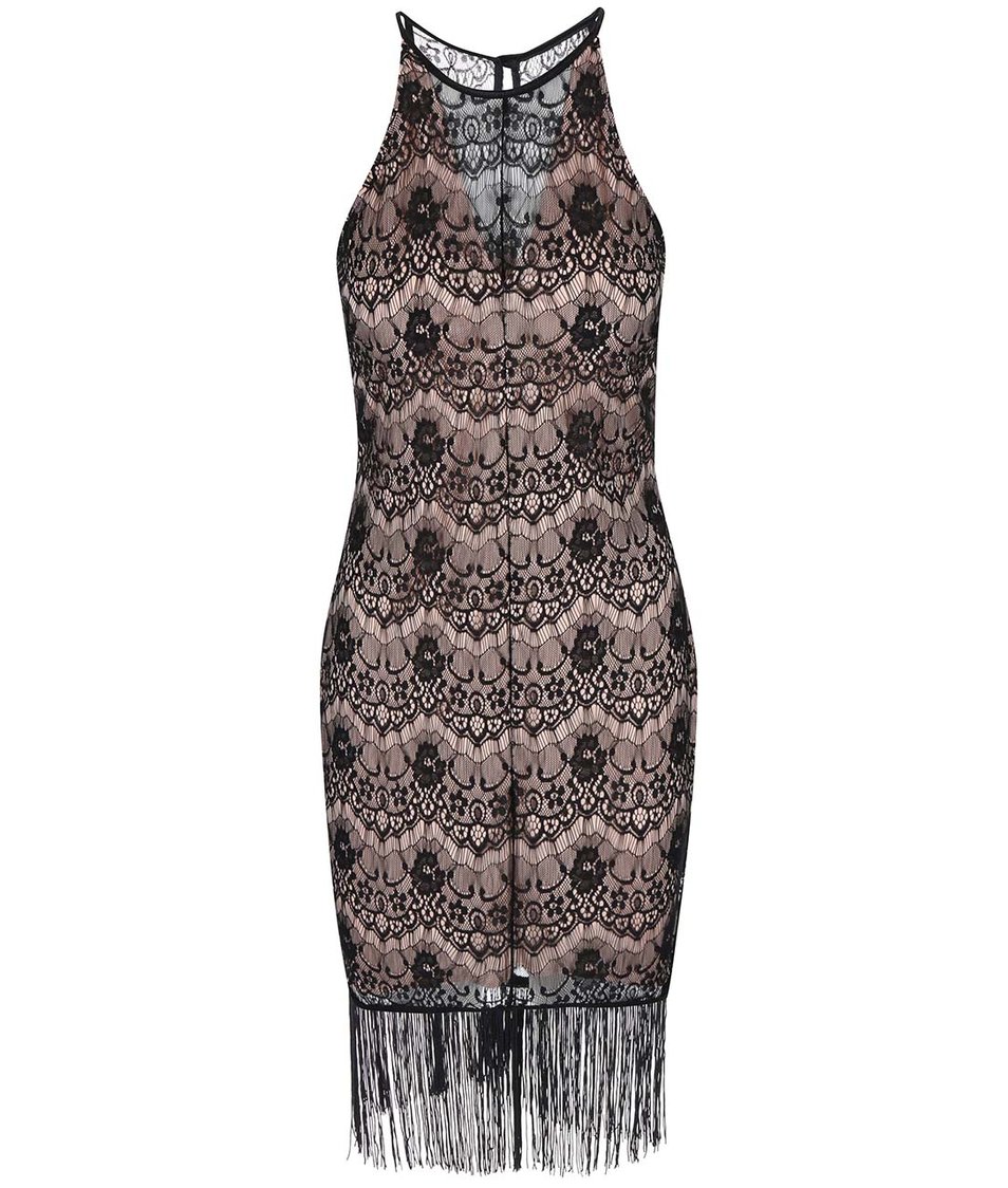 Černo-béžové krajkované šaty Lipstick Boutique Daria