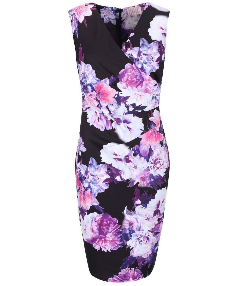 Fialovo-černé šaty s květinovým potiskem Lipstick Boutique Erin