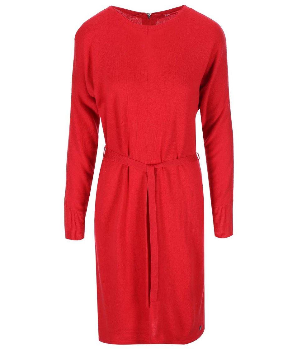 Červené úpletové šaty s dlouhým rukávem s.Oliver