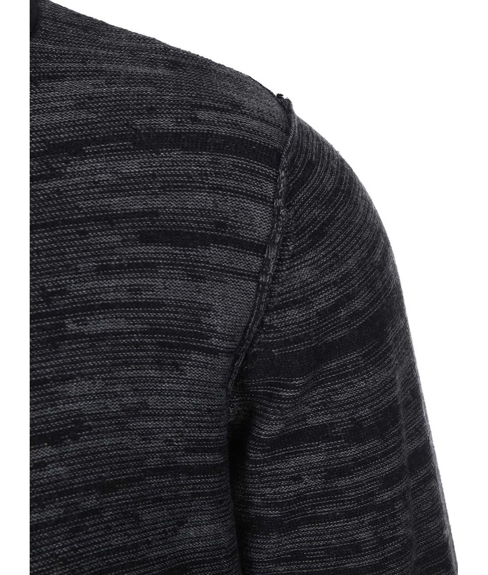Černý žíhaný svetr s vysokým límcem Blend