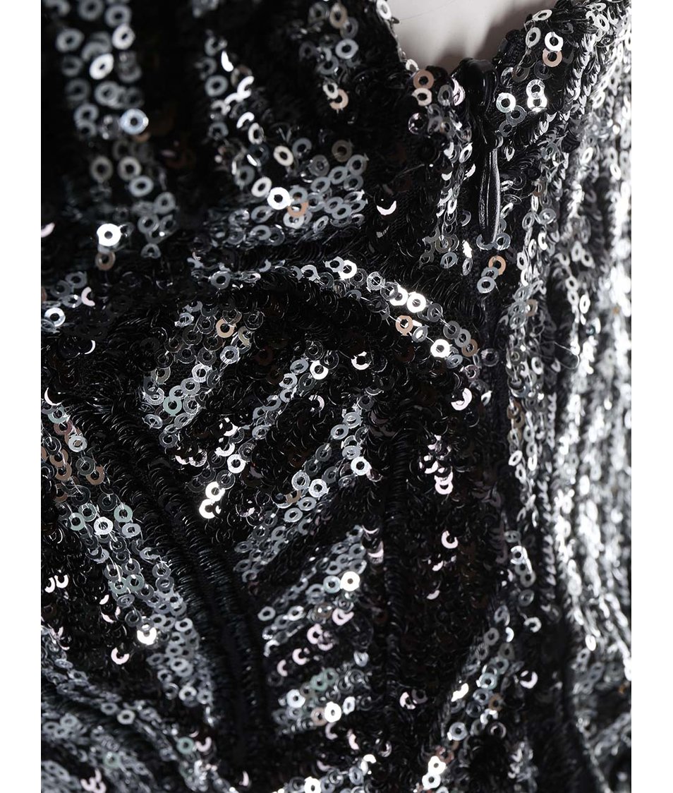 Dlouhé šaty v černo-stříbrné barvě Goddiva
