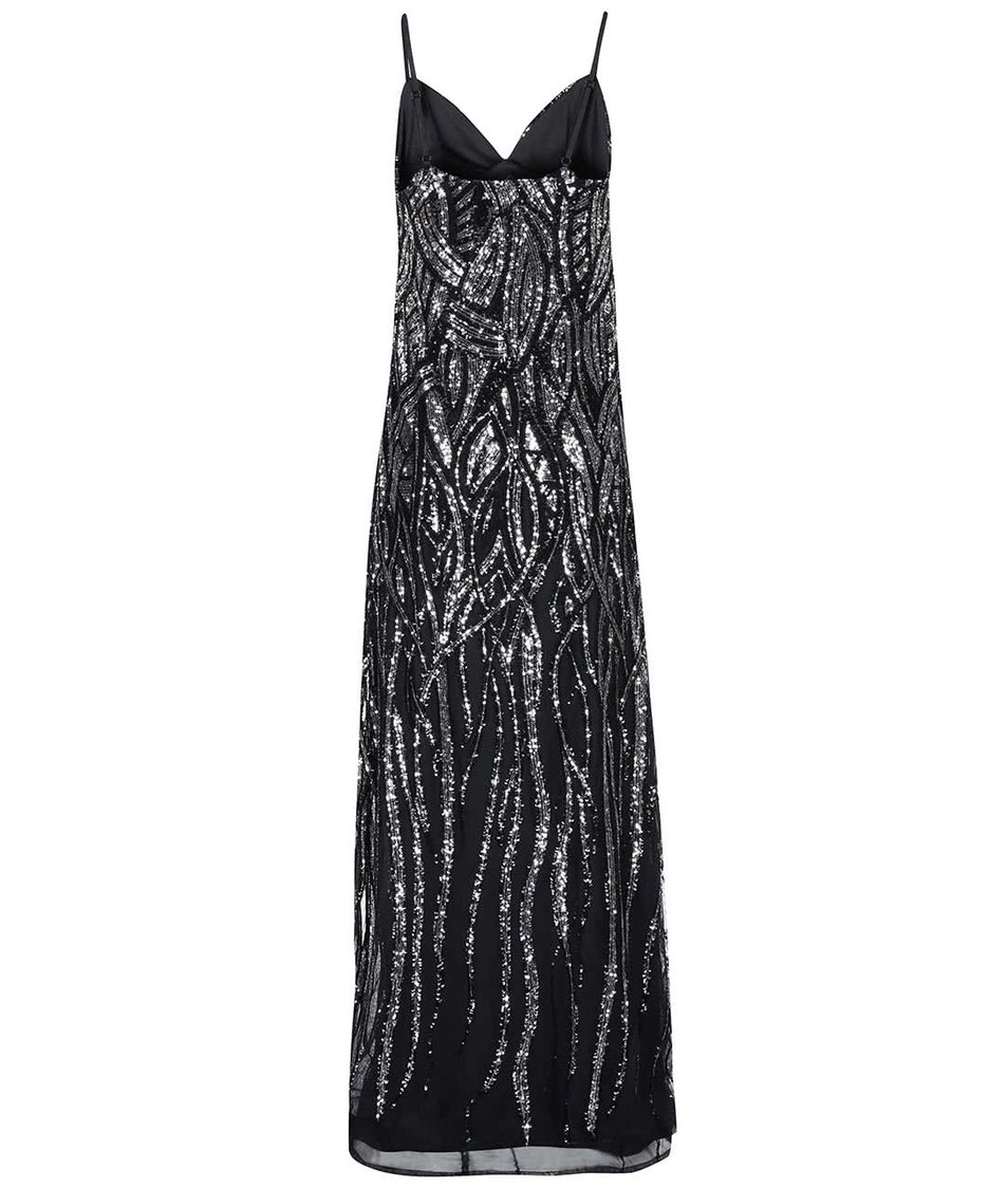 Dlouhé šaty v černo-stříbrné barvě Goddiva