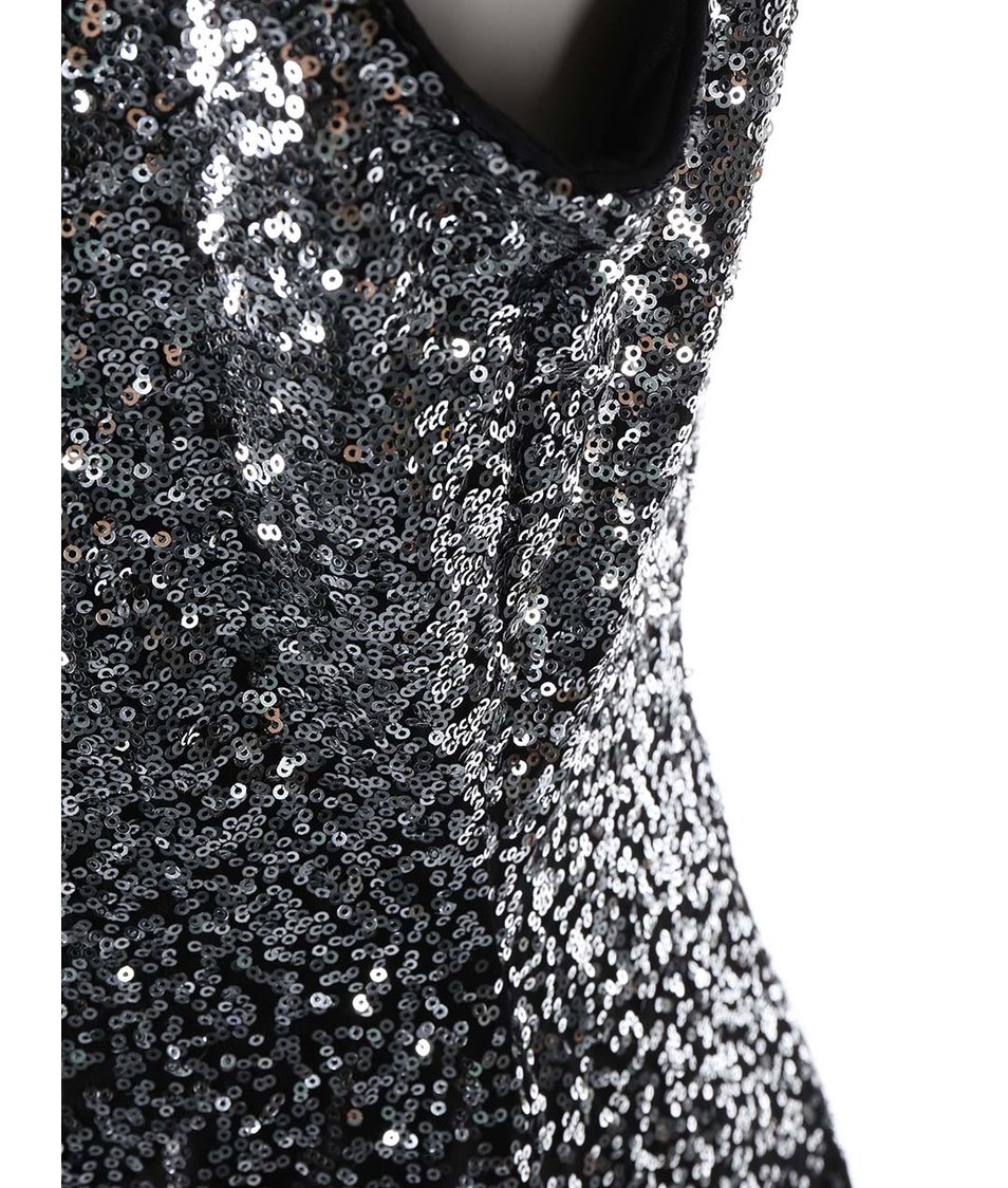Koktejlové šaty v černo-stříbrné barvě Goddiva