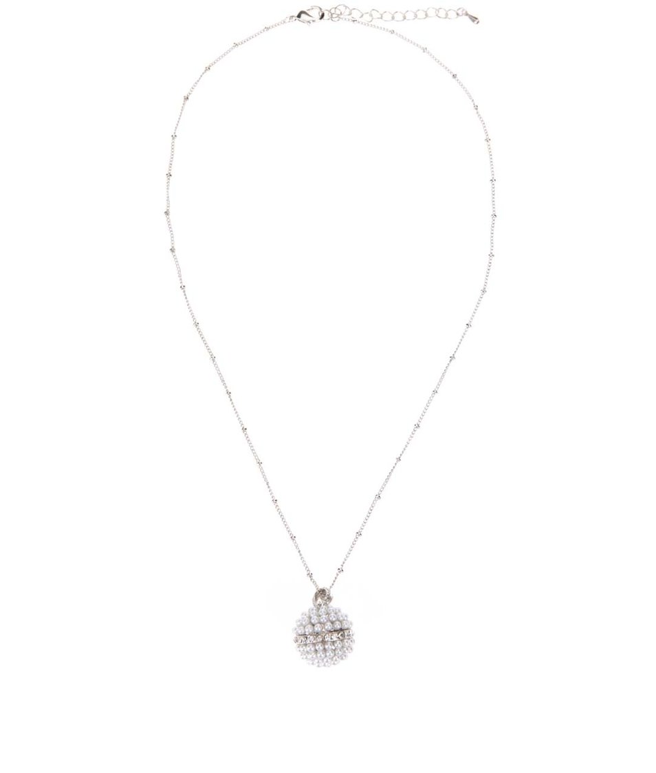 Náhrdelník s přívěskem s umělými perličkami ve stříbrné barvě Gionni Pearl