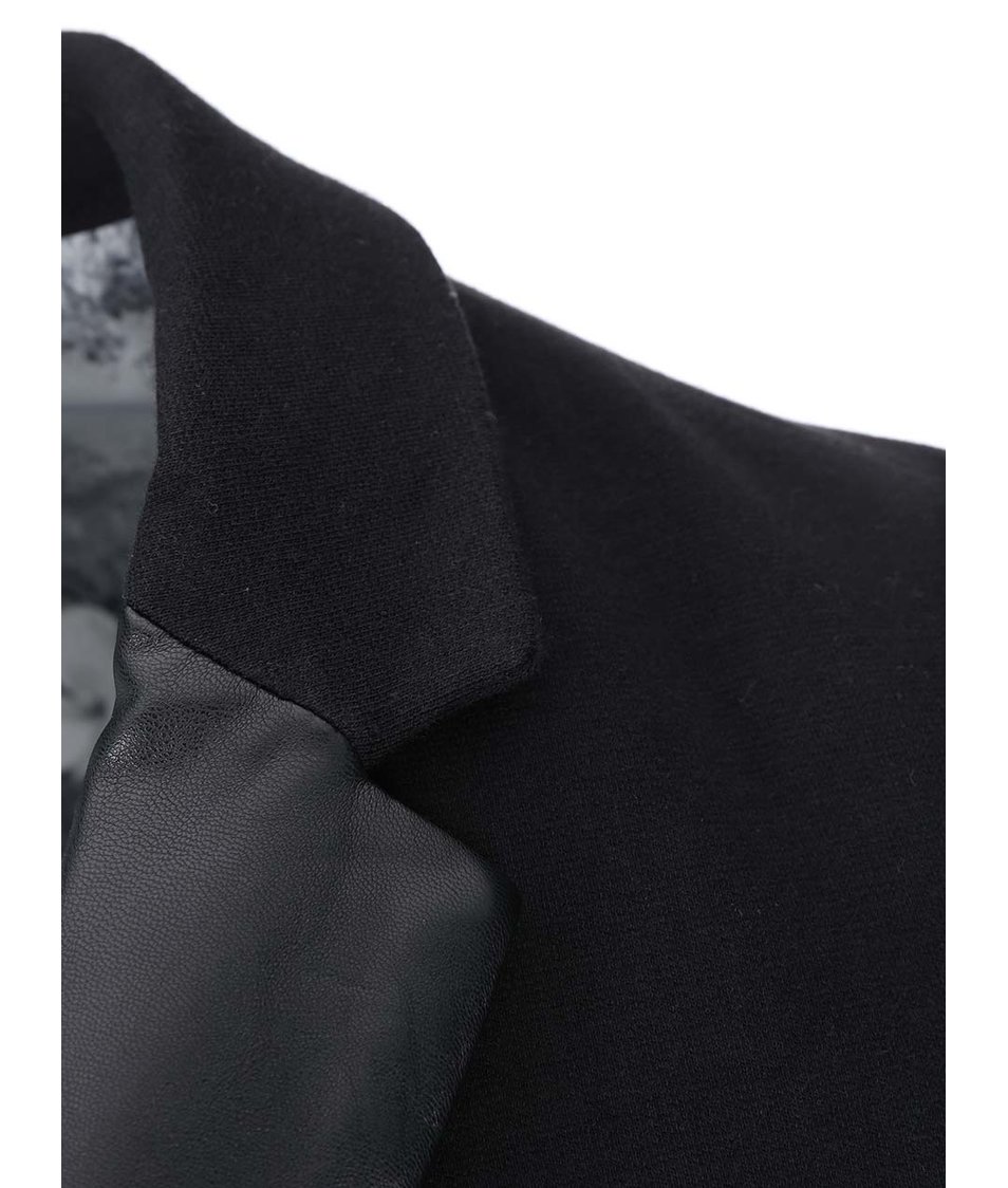 Černý blazer s koženkovými detaily ONLY & SONS Grady