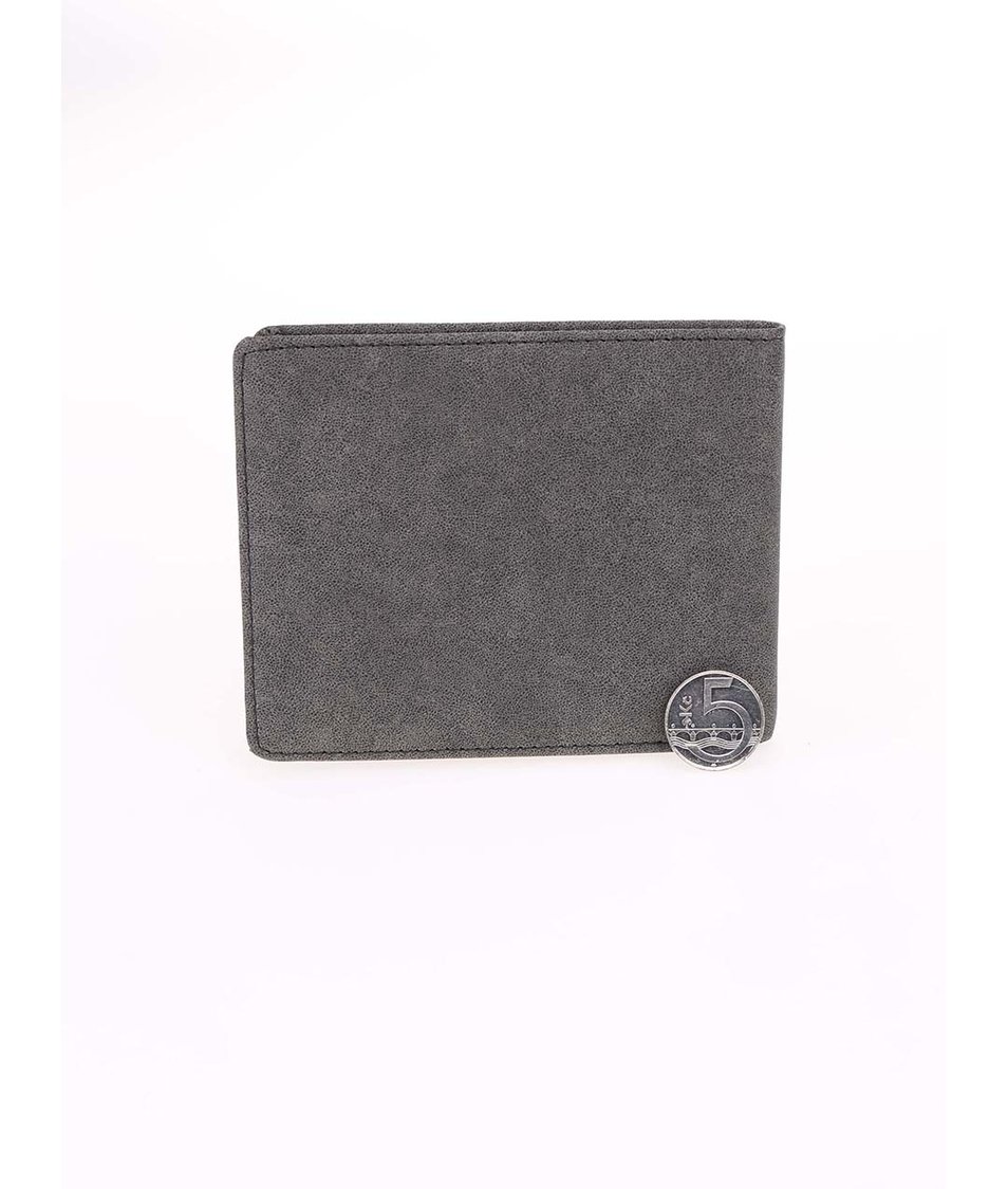 Šedá koženková peněženka s logem Quiksilver Slim Options
