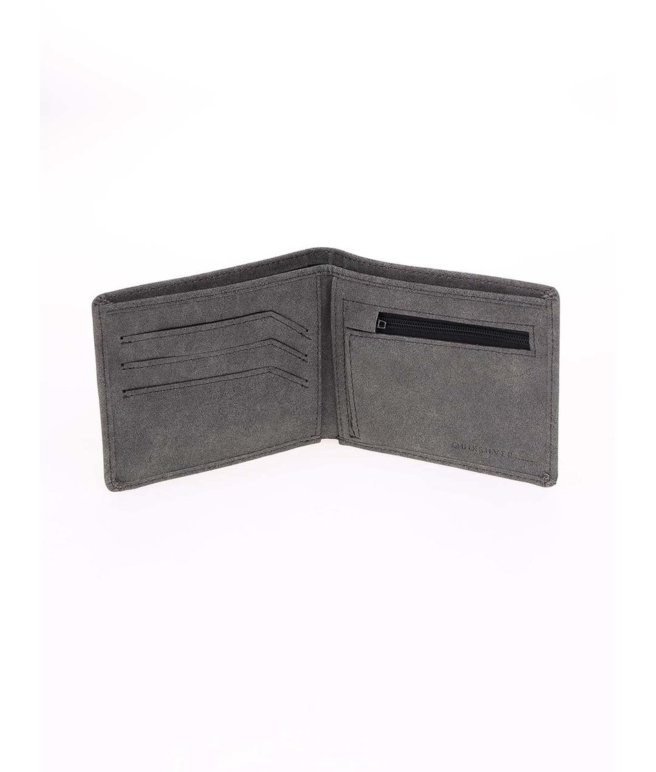 Šedá koženková peněženka s logem Quiksilver Slim Options