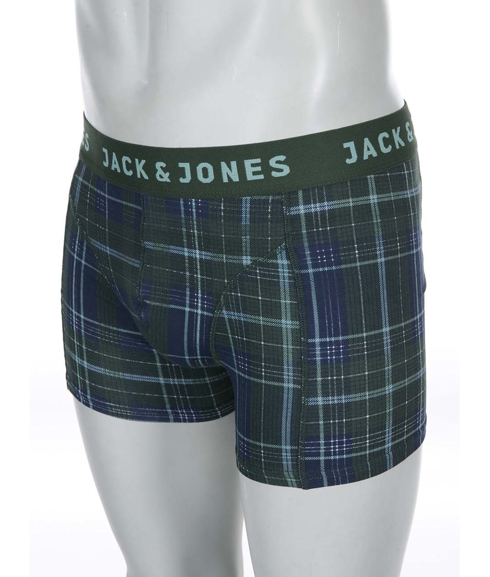 Modro-zelené kostkované boxerky Jack & Jones Check