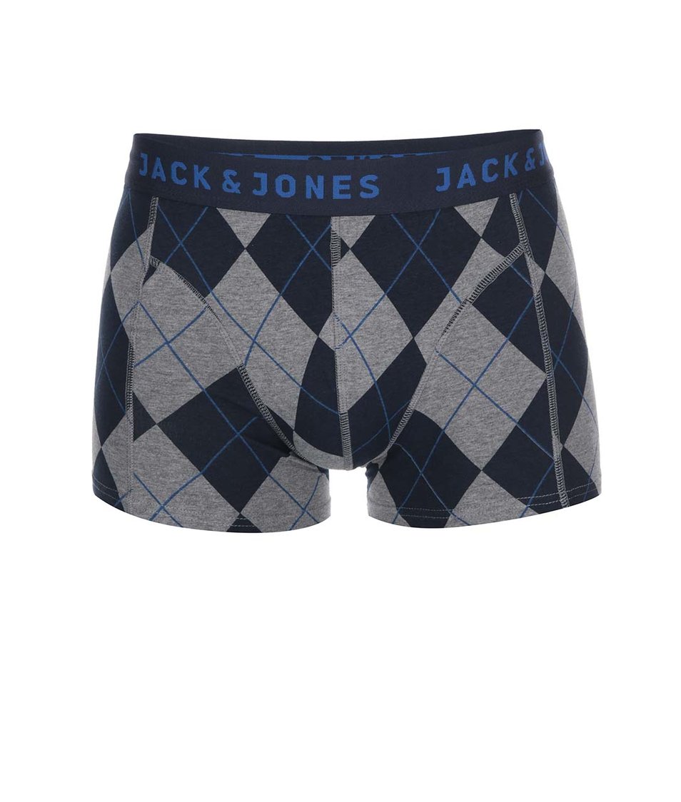 Modro-šedé vzorované boxerky Jack & Jones Check