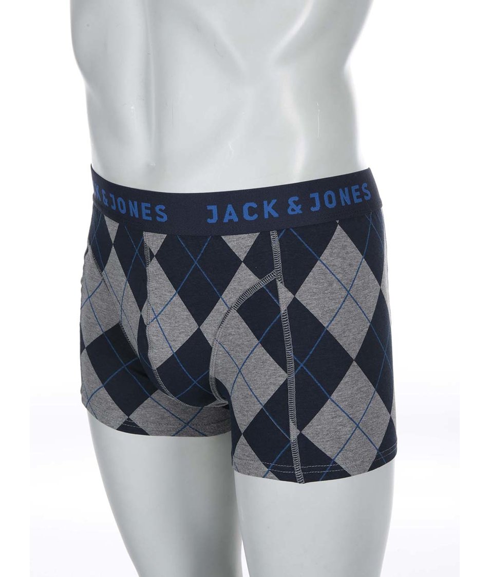 Modro-šedé vzorované boxerky Jack & Jones Check