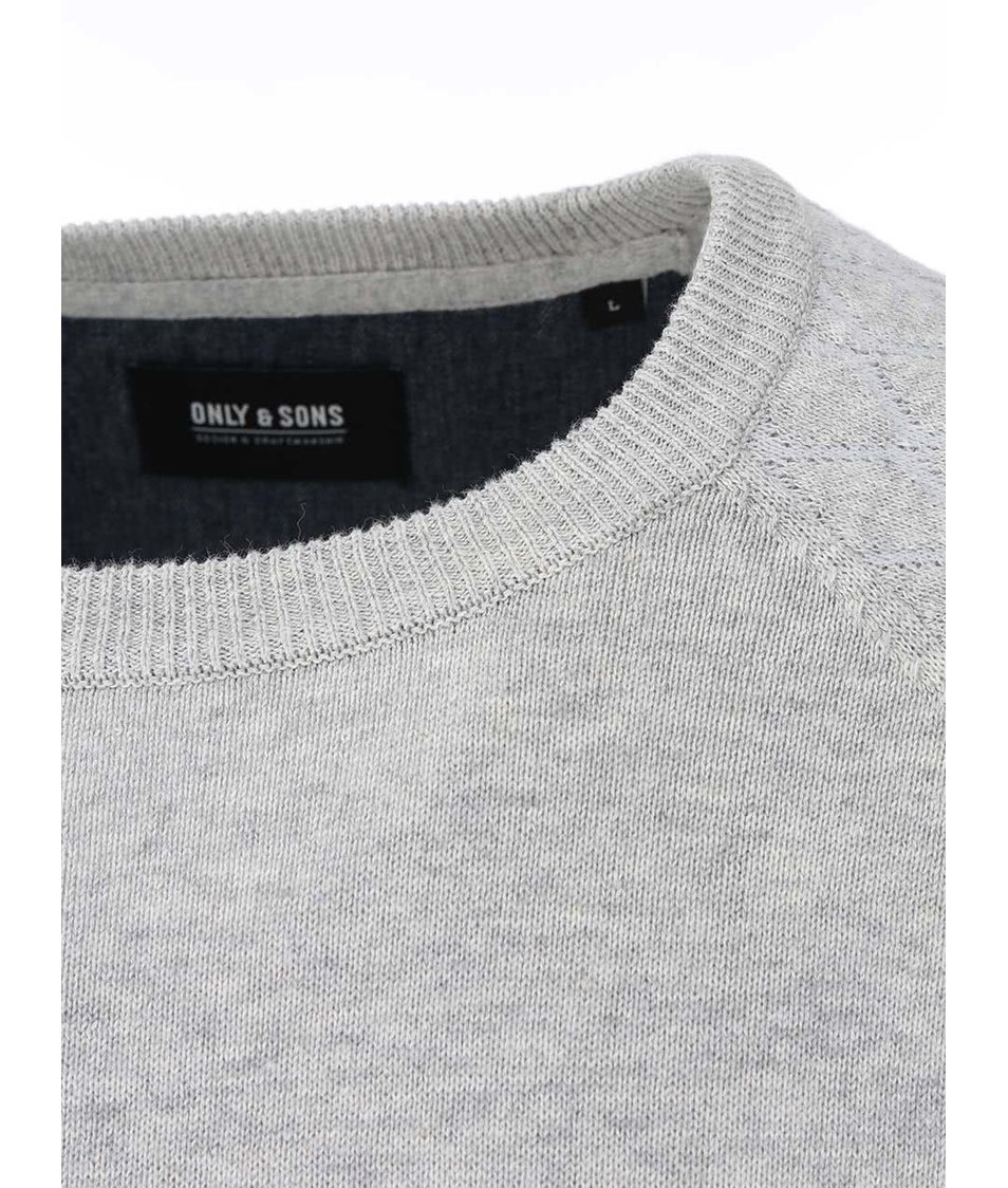 Šedý svetr s prošívanými rukávy ONLY & SONS Bay
