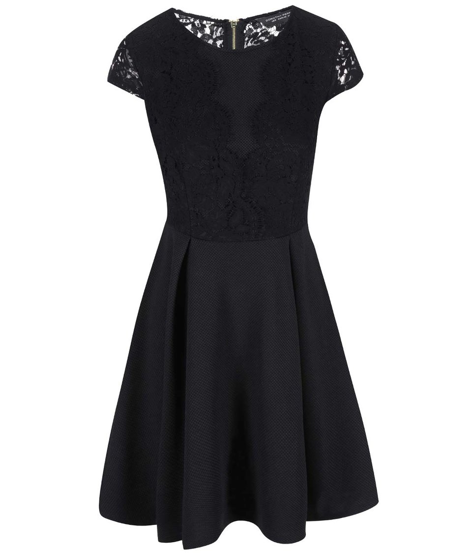 Černé šaty s krajkovým topem Dorothy Perkins