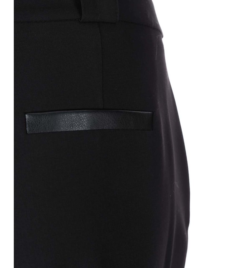 Černé formální kalhoty s koženkovými detaily Dorothy Perkins