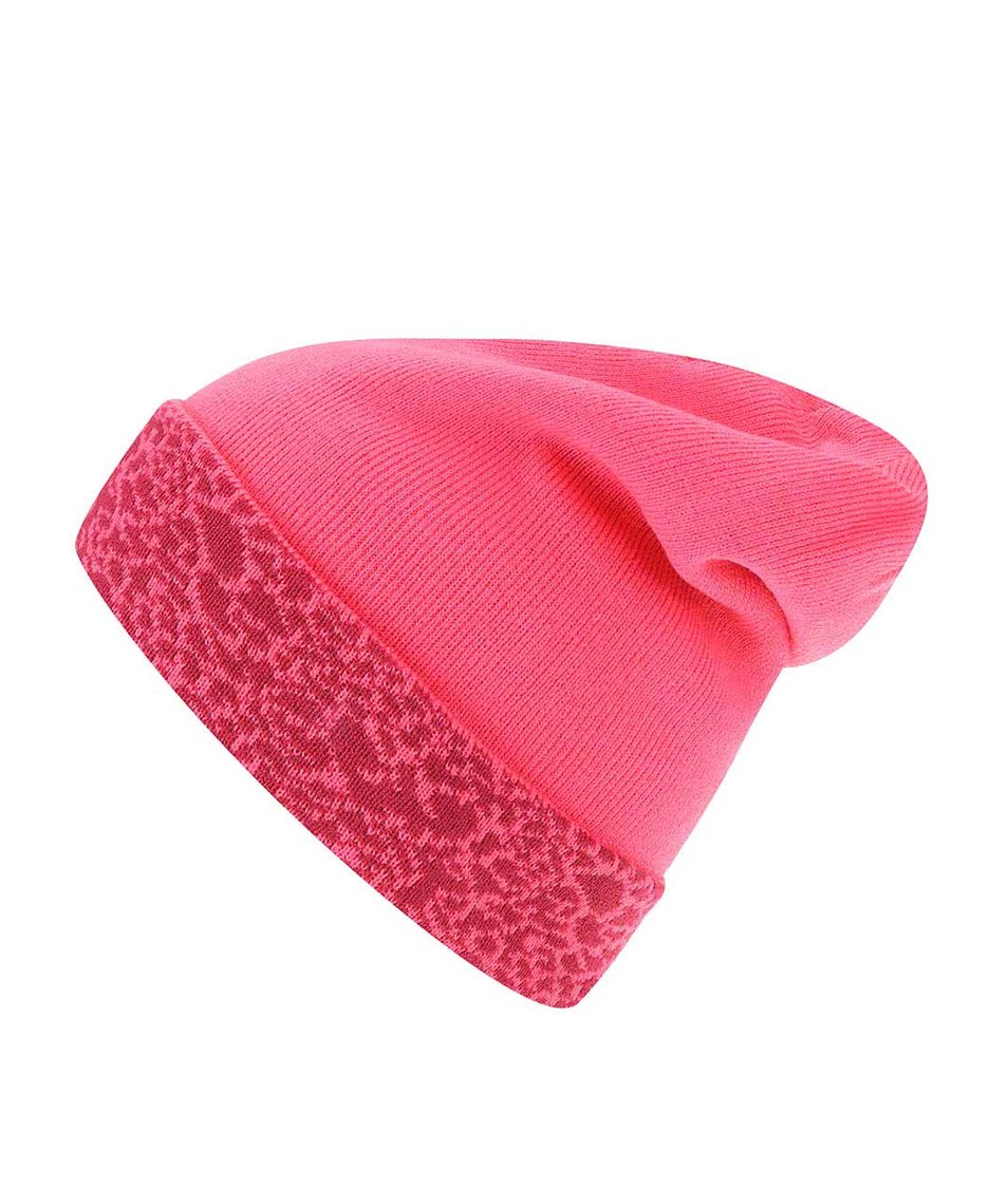 Růžová dámská oboustranná čepice se vzorem Rip Curl Leopard