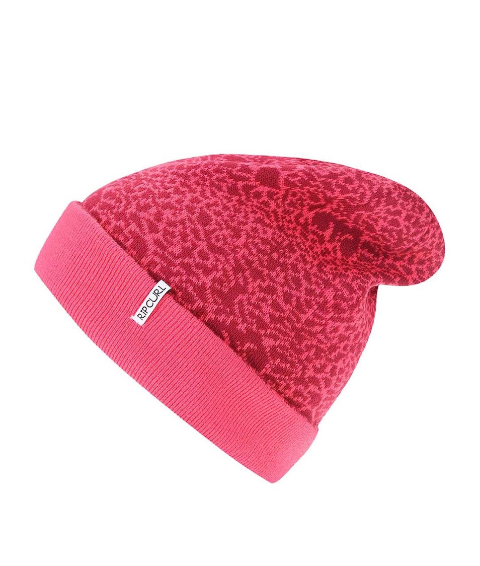 Růžová dámská oboustranná čepice se vzorem Rip Curl Leopard