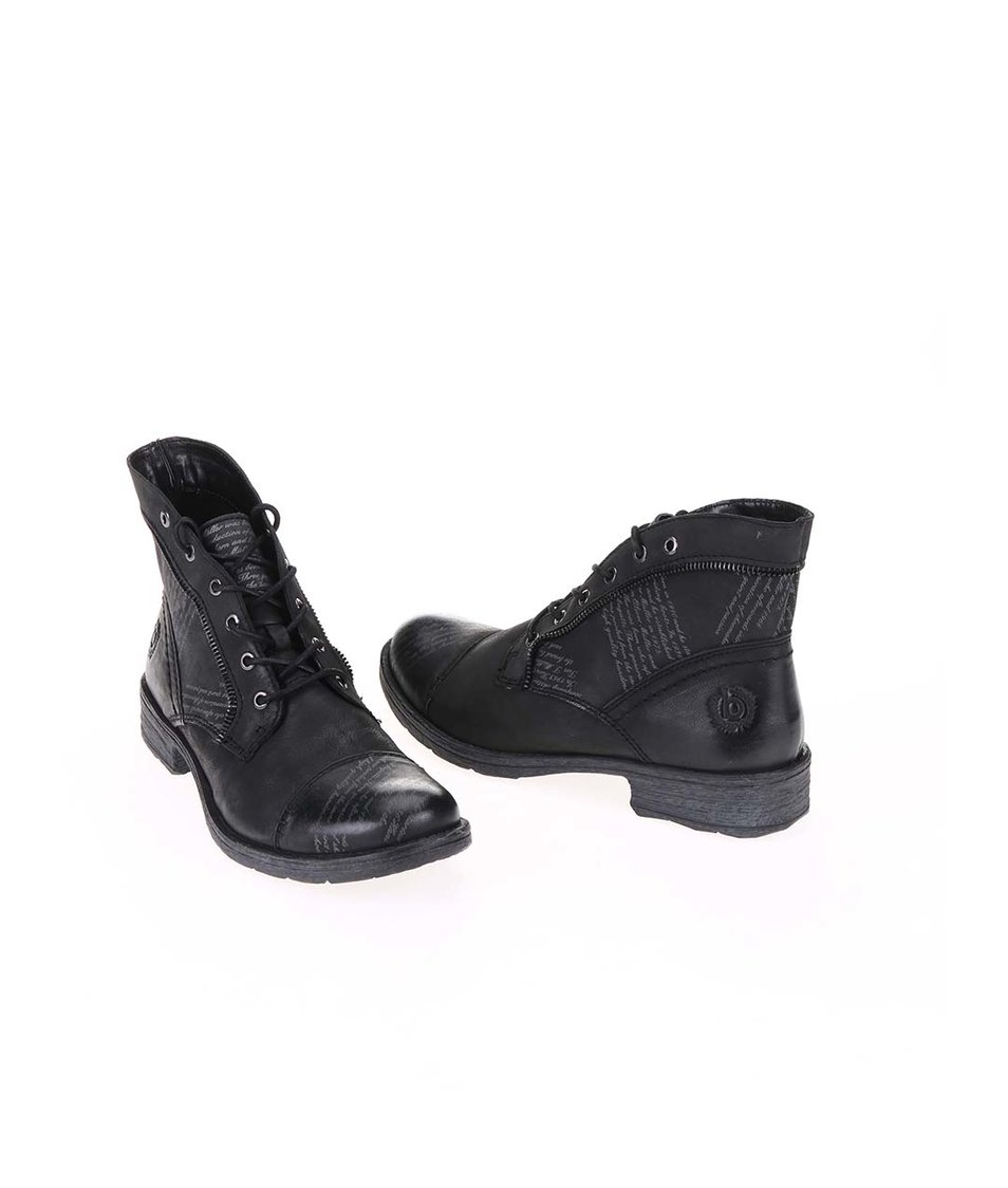 Černé dámské kožené šněrovací boty bugatti Kyra