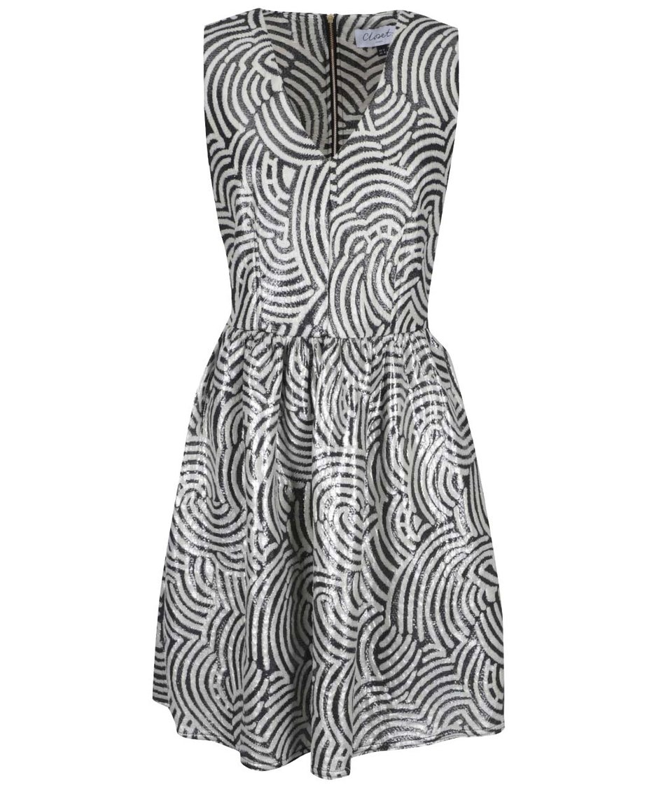 Černo-bílé vzorované lesklé šaty Closet