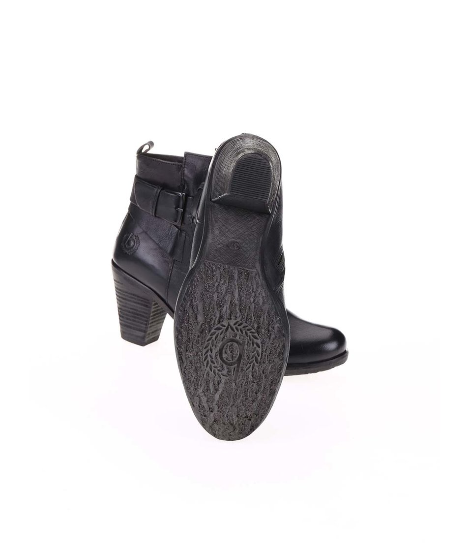 Černé dámské kožené kotníkové boty na podpatku bugatti Aurora