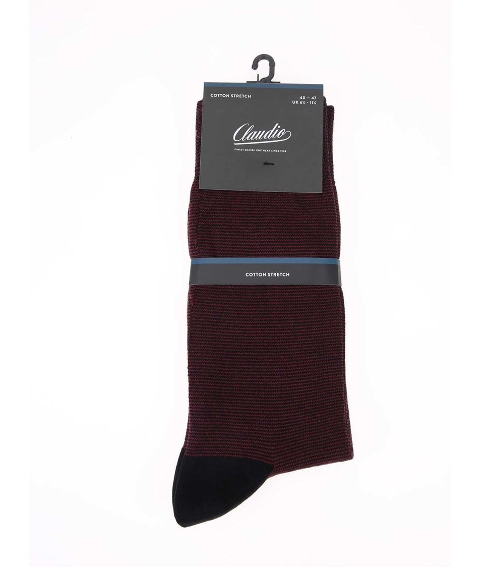 Černo-vínové ponožky s drobným pruhováním Claudio