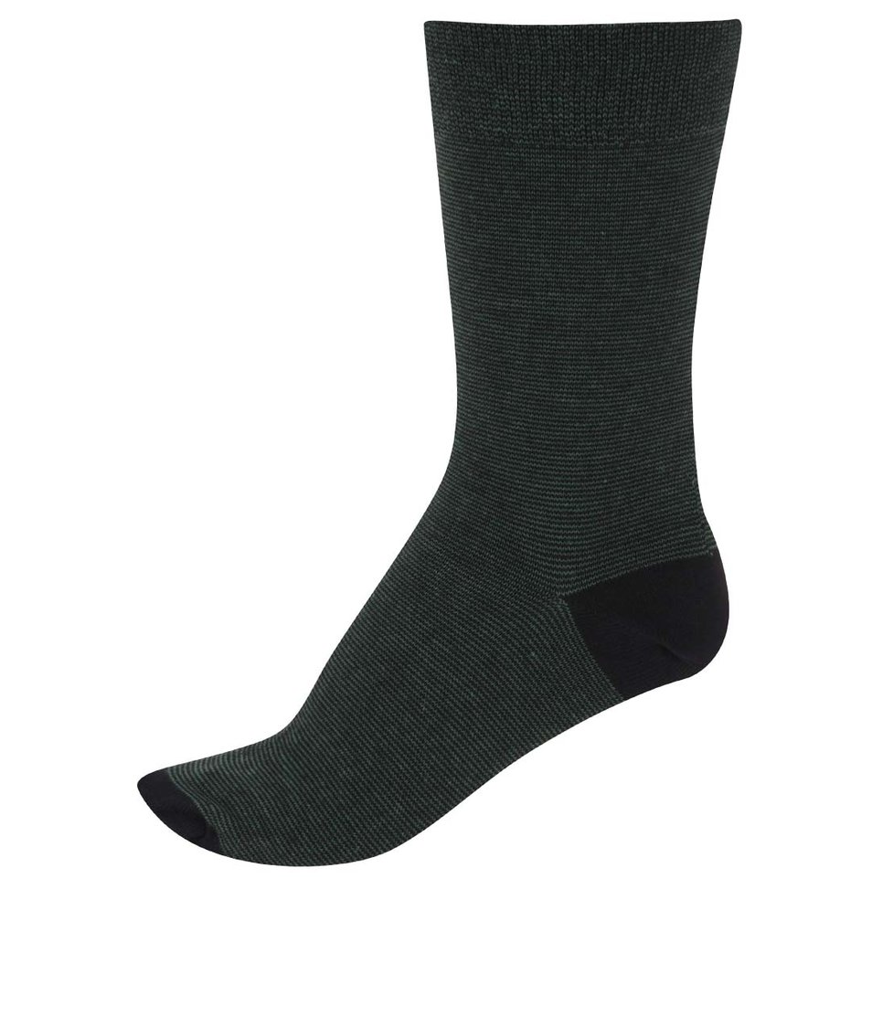 Černo-zelené ponožky s drobným pruhováním Claudio
