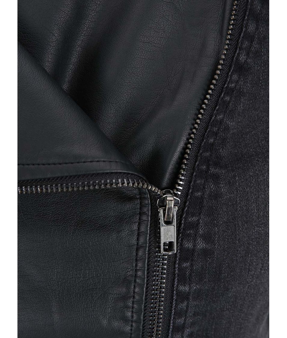 Černá džínová biker bunda s koženkovými detaily Vero Moda Measy