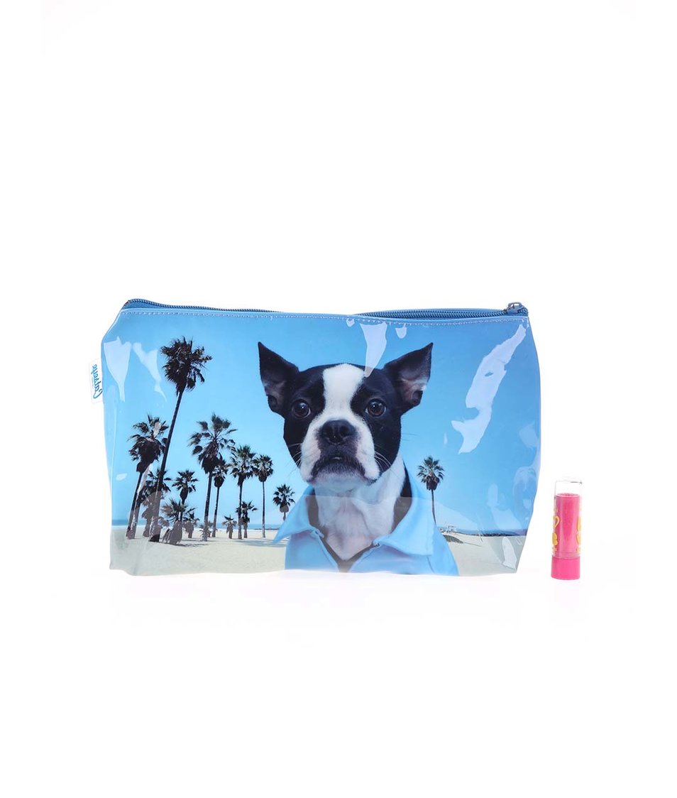 Modrá toaletní taštička se psem Catseye London Beach Dog