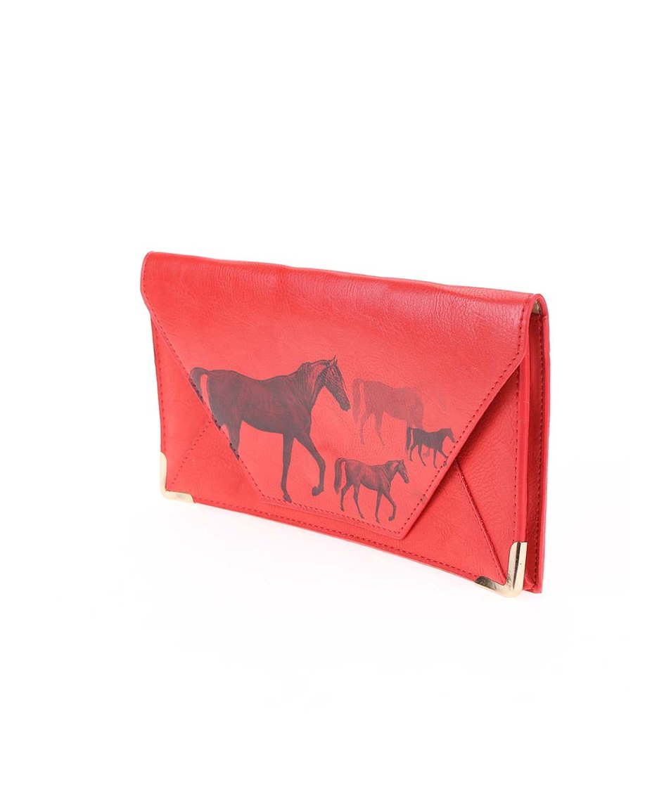 Červená cestovní peněženka s potiskem koní Disaster Heritage and Harlequin