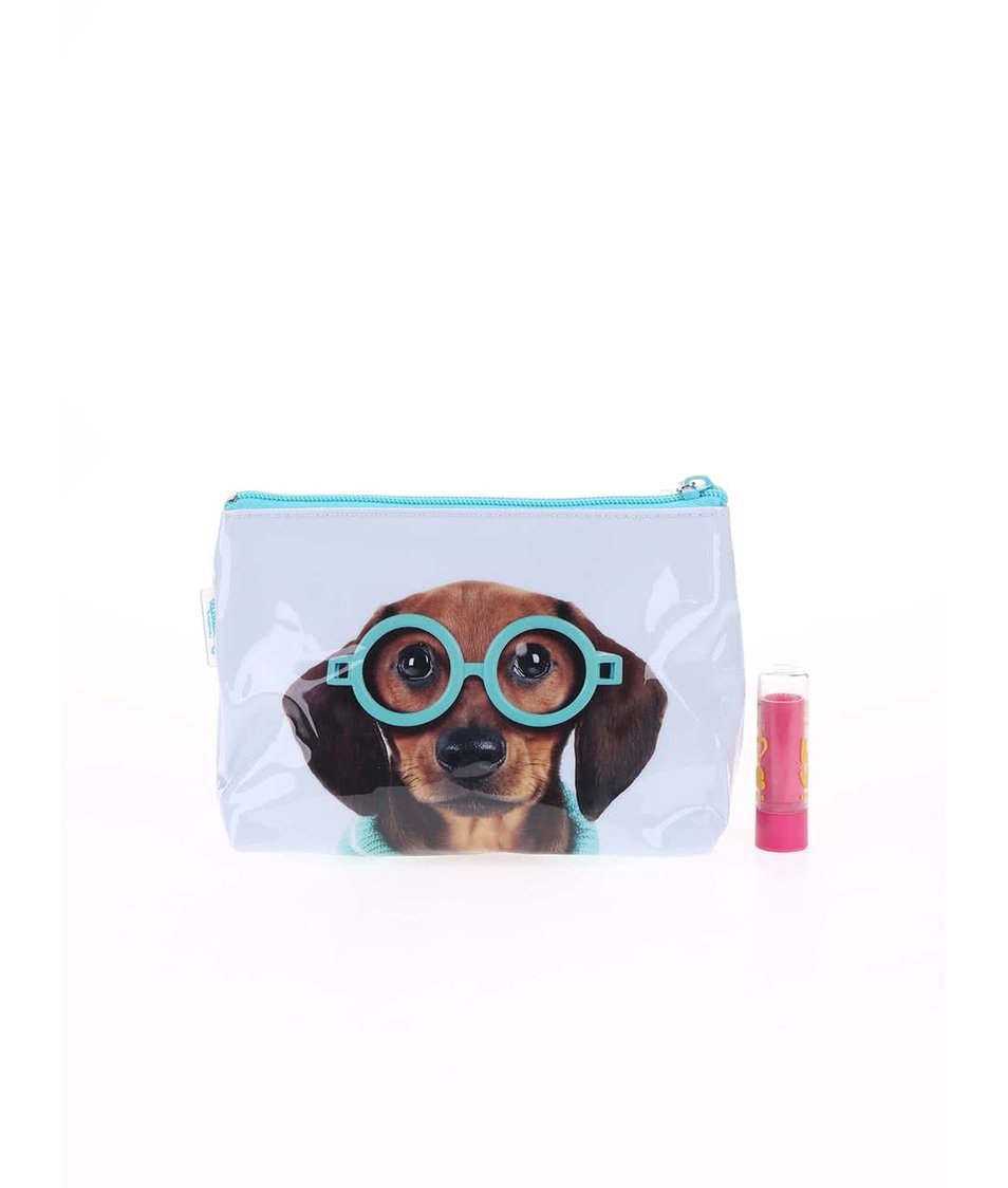 Světle modrá kosmetická taštička Catseye London Glasses Dog