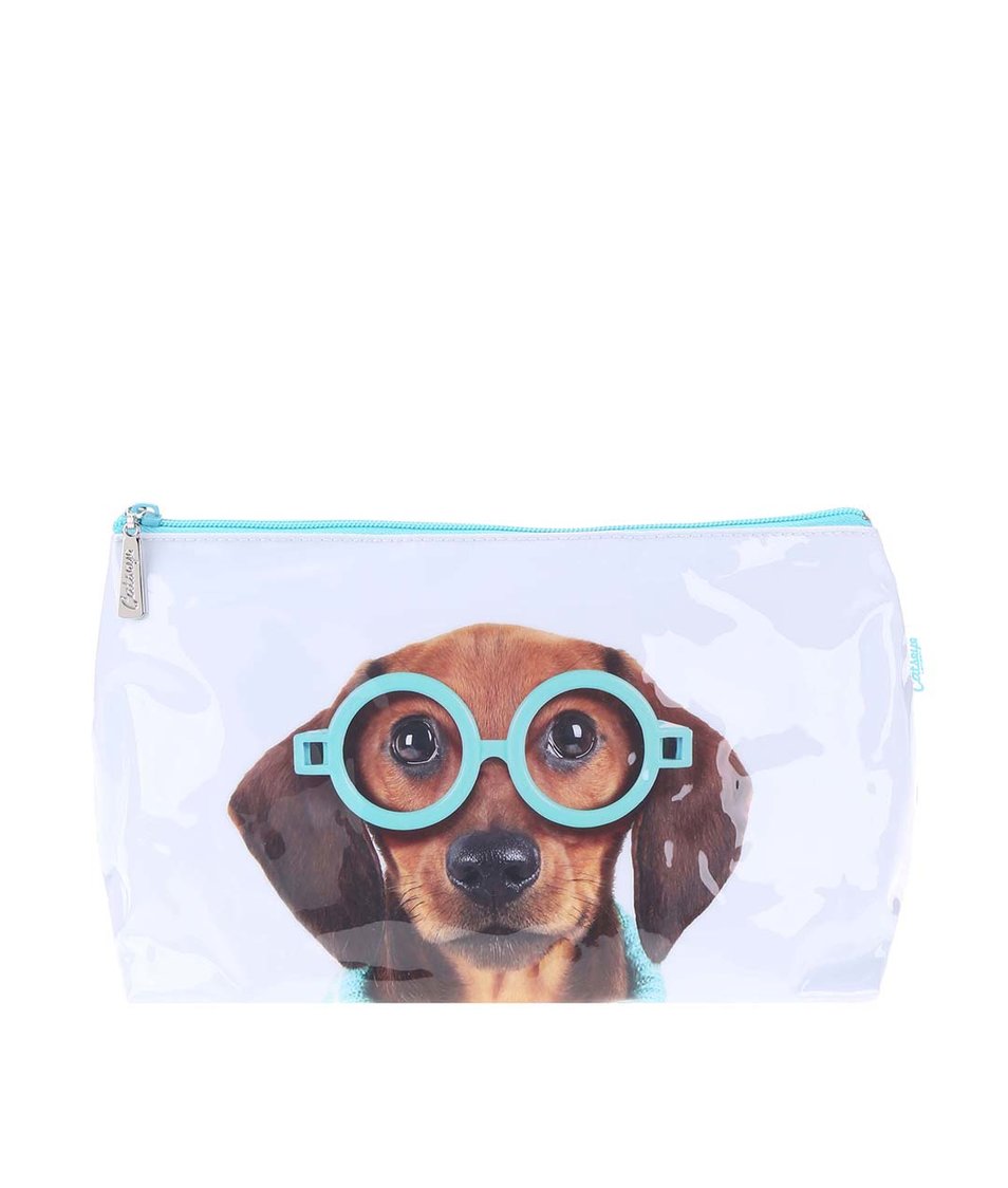 Světle modrá toaletní taštička Catseye London Glasses Dog