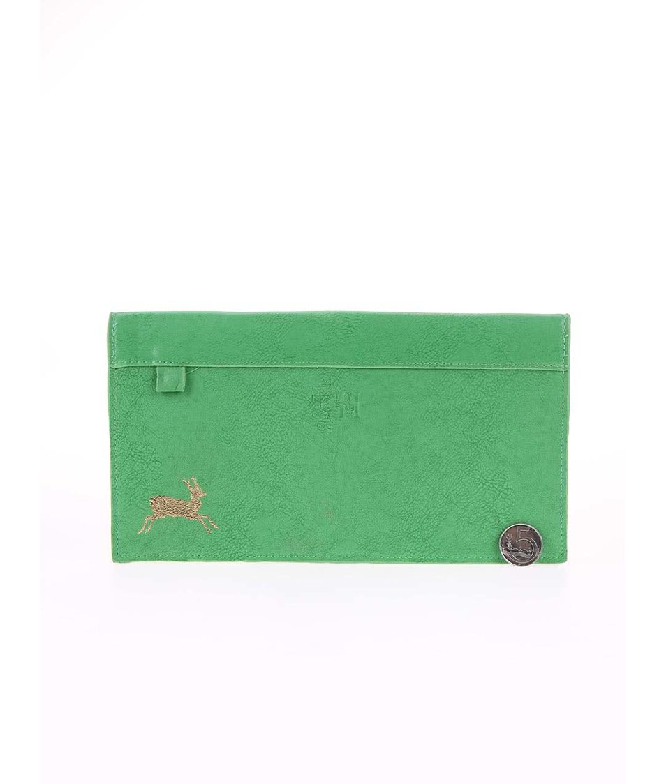 Zelená cestovní peněženka s jelenem Disaster Heritage and Harlequin