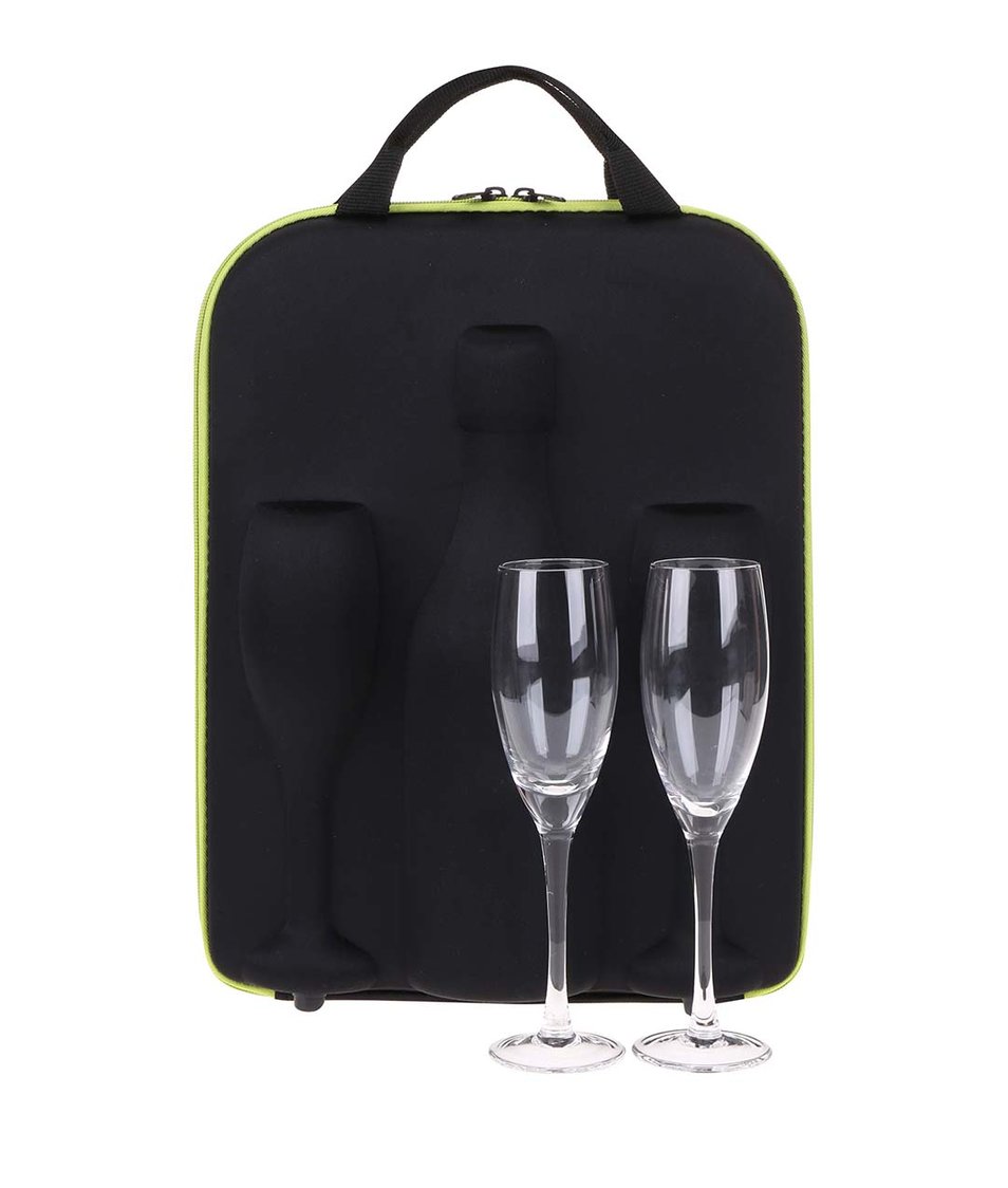 Zeleno-černý přepravní obal na šampaňské XD Design Flute
