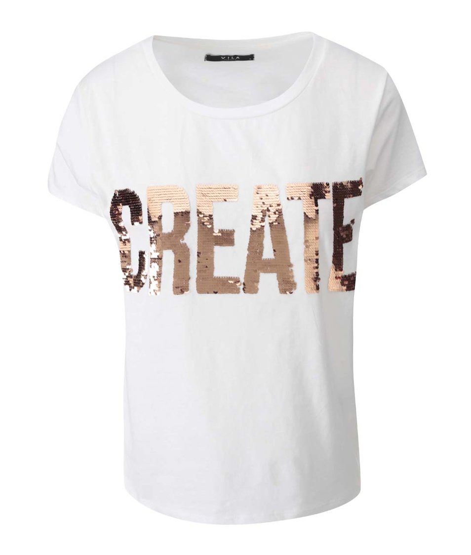Bílé tričko s nápisem VILA Create