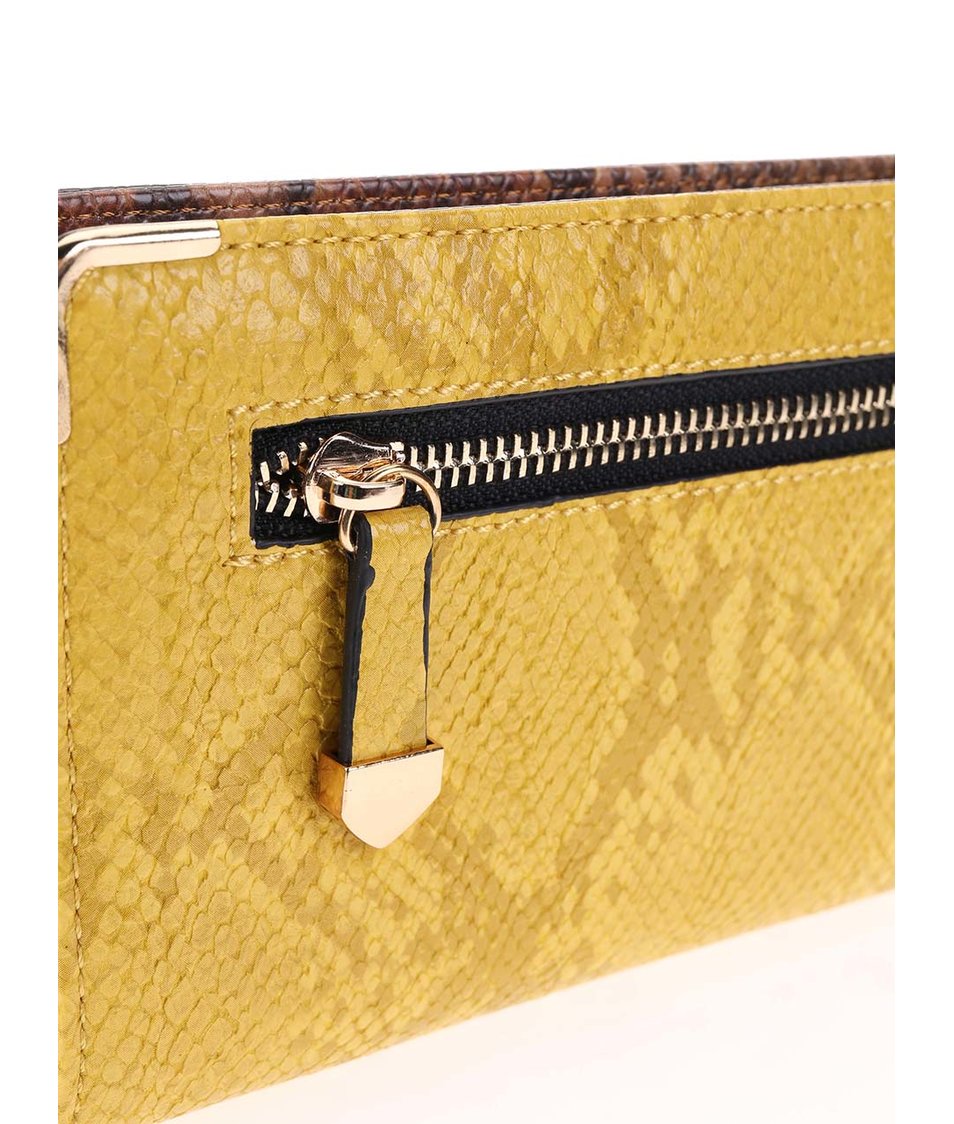 Žluto-hnědá peněženka s hadím vzorem ALDO Apelian