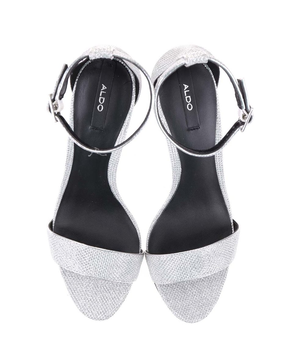 Páskové sandálky na podpatku ve stříbrné barvě ALDO Umirema