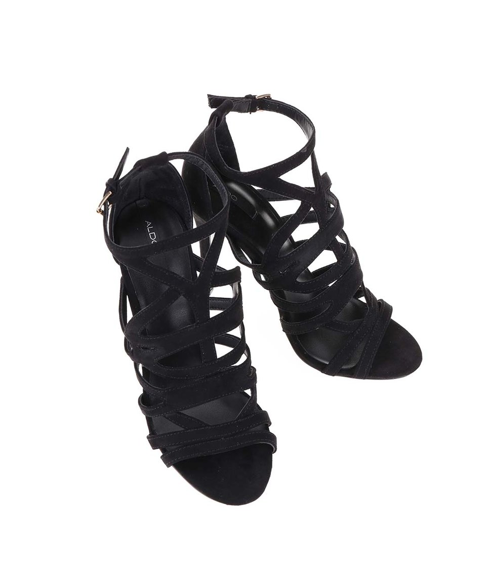 Černé páskové sandálky na vysokém podpatku ALDO Mattiace